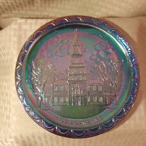 Independence Hall Carnival Glass Plate