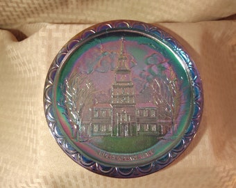Independence Hall Carnival Glass Plate