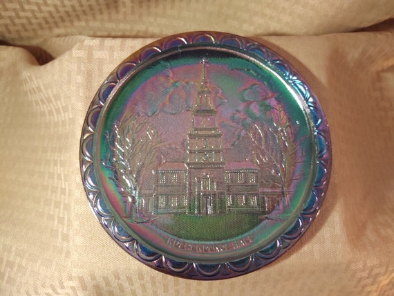 Independence Hall Carnival Glass Plate
