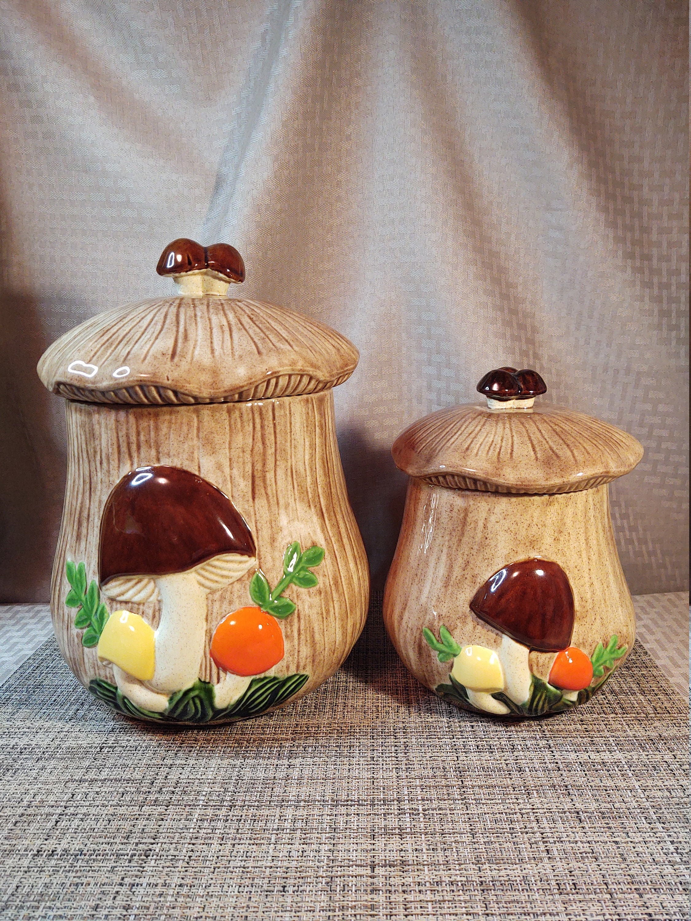 Arnels Mushroom Canister Pair - Etsy