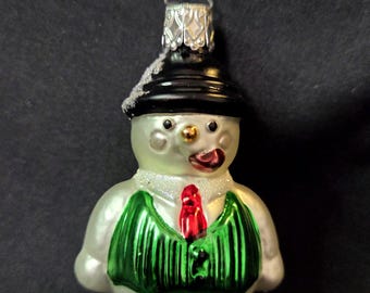 Inge Glas Snowman with Pipe Ornament