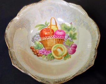 Trimont Lusterware Fruit Basket Decorative Bowl