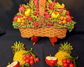 Homco Fruit Basket & Pineapple Wall Hangings