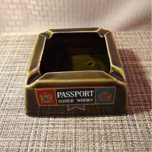 Passport Scotch Whiskey Square Ashtray