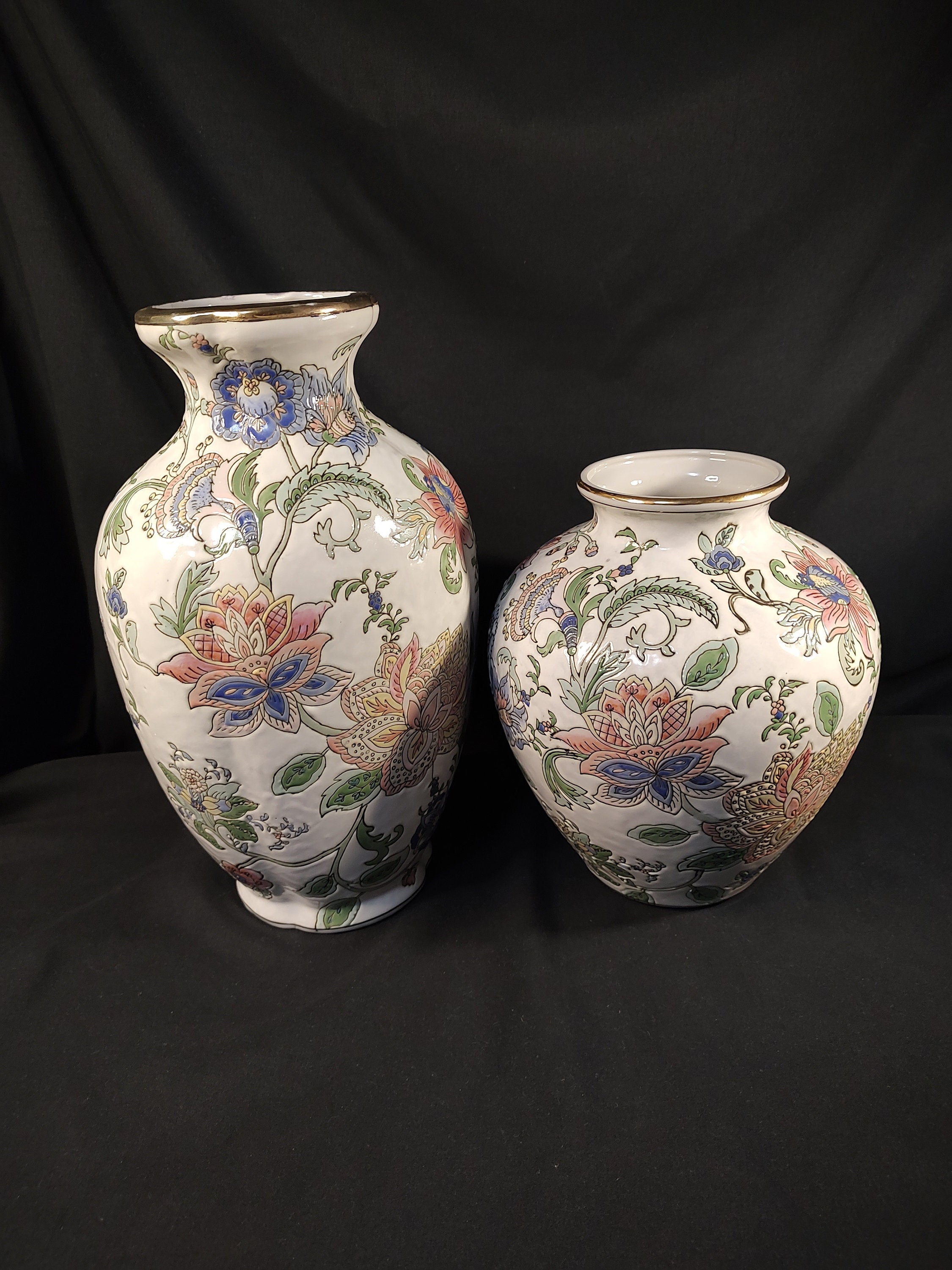 Andrea by Sadek Large Floral Vase Pair - Etsy