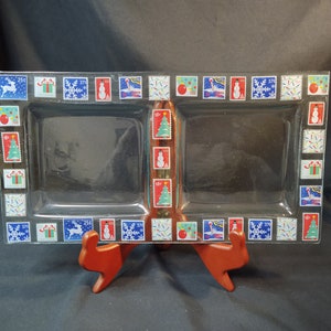 Christmas Stamp Motif Double Candy Dish