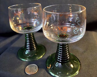 Schmitt Sohne Roemer Wine Glass Pair with Green Beehive Stems