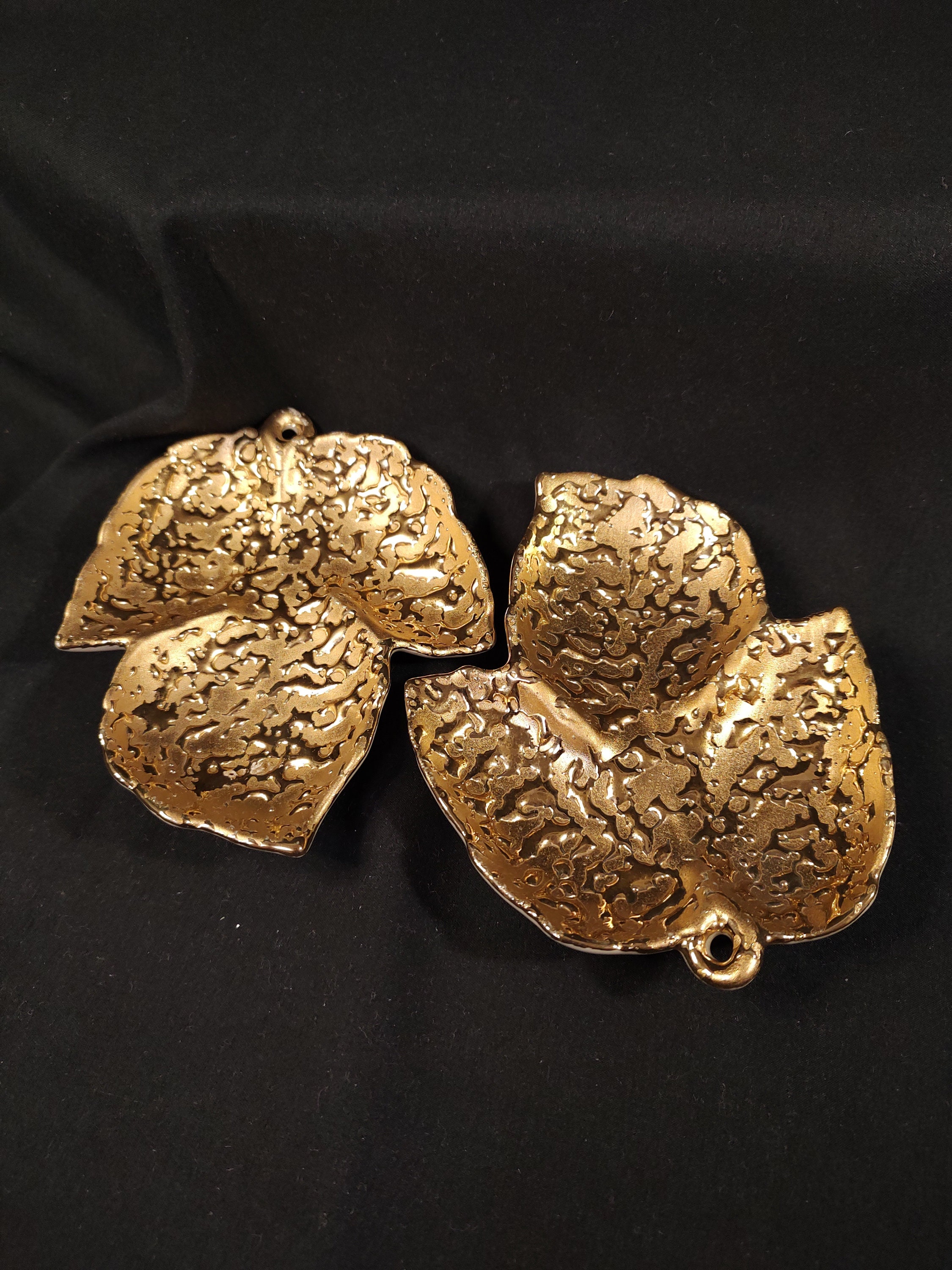 Weeping Bright Gold Leaf Trinket Dish Pair - Etsy
