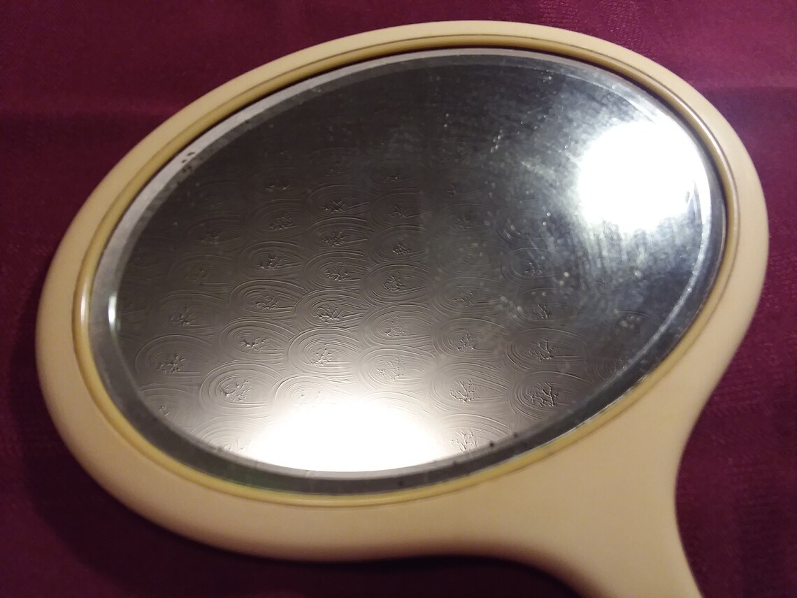Bakelite Beveled Glass Hand Mirror Etsy