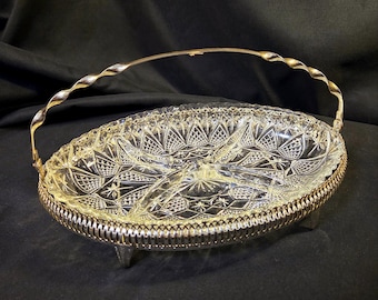 Mayell Queen Anne 4 Part Relish Dish with Silverplate Carrier