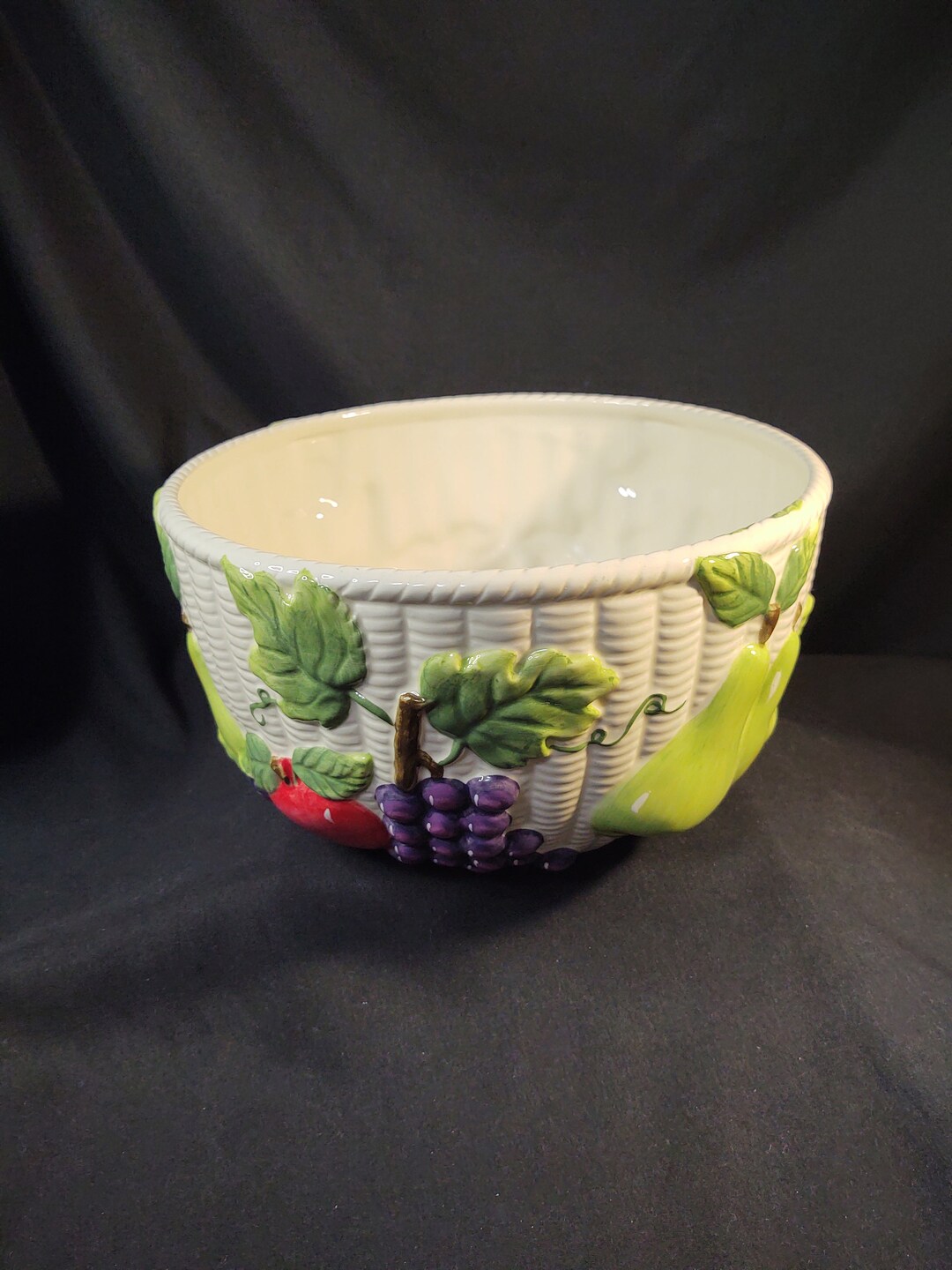 Ceramic Basketweave Fruit Bowl Etsy