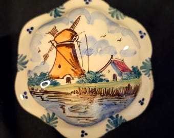 Delft Poly Holland Hexagonal Porcelain Trinket Dish