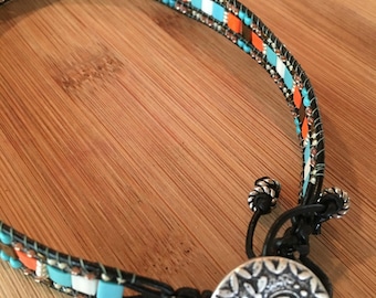 Double Wrap Beaded Bracelet,  Boho style, Color Wrapped Bracelet doubles as necklace, Tila Bead  Hand Woven Wrap Bracelet
