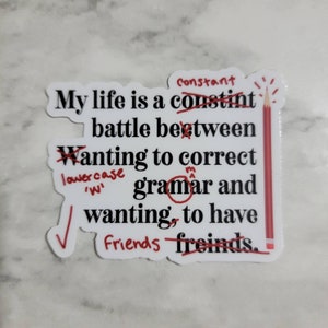 Grammar/Copy Editor/Proofreading Sticker/Decal