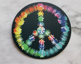 Rainbow Floral Peace Sign Sticker/Decal