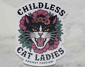 Childless Cat Ladies Against Fascism Clear Sticker/Decal