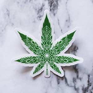 Cannabis/Weed/420 Leaf Mandala Clear Sticker/Label