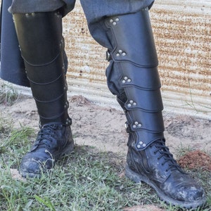 Leather Greaves, Set of Leg Armor Multiple Colors Cosplay, LARP image 1