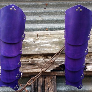 Leather Greaves, Set of Leg Armor Multiple Colors Cosplay, LARP image 5