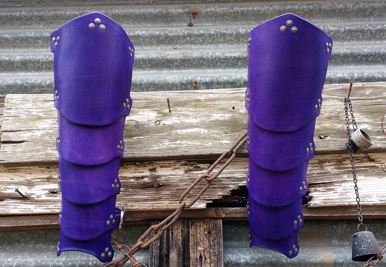 Leather Greaves, Set of Leg Armor Multiple Colors Cosplay, LARP image 5