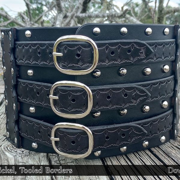 Leather Kidney Belt, Triple Belt, Multiple Styles and Colors