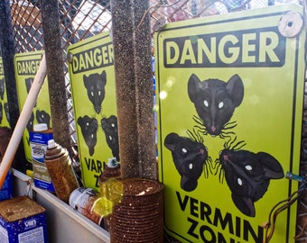 DANGER VARMINT ZONE Hazard Sign, Wall Art, Decor
