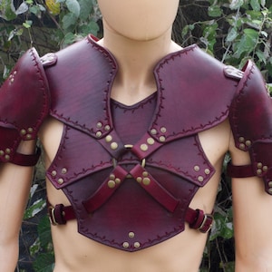 Leather Pauldrons & Chestplate, Articulated Armor | Multiple Colors | Cosplay, LARP