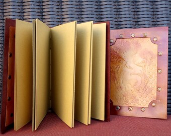 Dragon Tome | Leather-bound, Hand-stitched book, journal, sketchbook