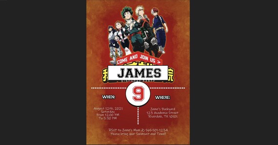 Customizable Anime Theme Birthday Party Invitation Template Etsy