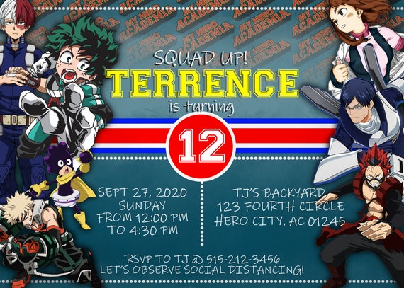 Customizable Anime Theme Birthday Party Invitation Template Etsy
