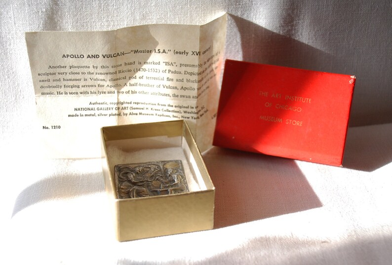 Costume Jewelry Apolo and Vulcan Brooch Silver Plate Alva Museum Replica