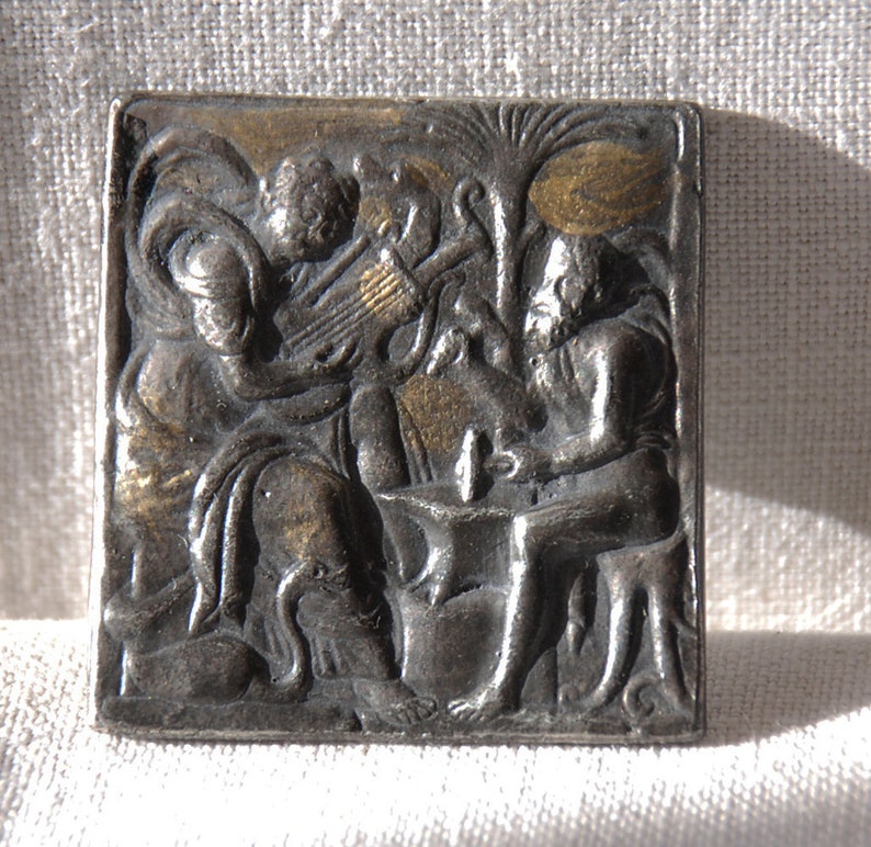 Costume Jewelry Apolo and Vulcan Brooch Silver Plate Alva Museum Replica
