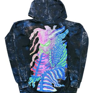 Archivist HOODIE (Size L ver. 2) Full Zip Garment-dyed Screenprinted Gildan ex-Black /Post-wash shot