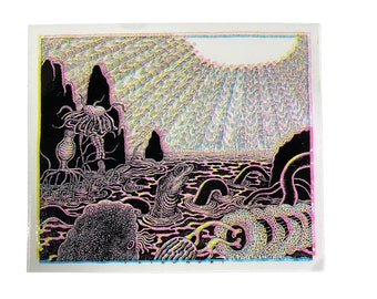 Ocean Silkscreen Sticker Clear Vinyl (good for both outdoor and indoor) 106mmx 127mm (4.2" x 5.0")