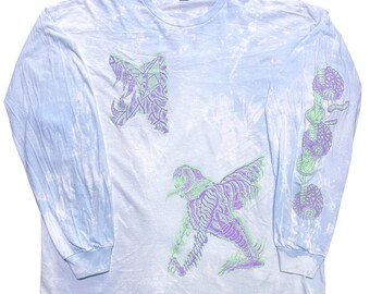 Howl L/S (SIZE 2XL ver. 1) Bleach T-shirt Silkscreen Gildan ex-Light Blue/ Post-Wash Shot