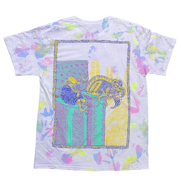 Popcorn S/S (SIZE L ver. 3) Dye T-shirt Silkscreen Gildan ex-White/ Post-Wash Photo Shot