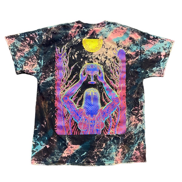 Grail Guardian S/S (SIZE XL ver. 2) Bleach Dye T-shirt Silkscreen Gildan ex-Black/ Post-Wash Photo Shot (Sea Mail to certain counties)