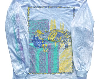 Popcorn L/S (SIZE XL ver. 1) Bleach T-shirt Silkscreen Gildan ex-Light Blue/ Post-Wash Shot