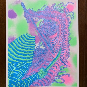 Samurai Silkscreen Poster 4 color 13.9" x 19.7" (353mm x 500mm) B3 Limited 60 + A.P.