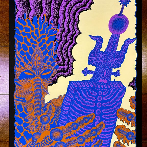 Pôster serigrafado com fumaça 16,5" x 23,4" (420 mm x 594 mm) A2 Limitado 100 + A.P.