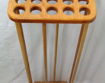 15 Cue Oak Pool Cue Stand