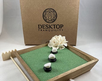 Hand-Stained Mini Zen Garden for Desk