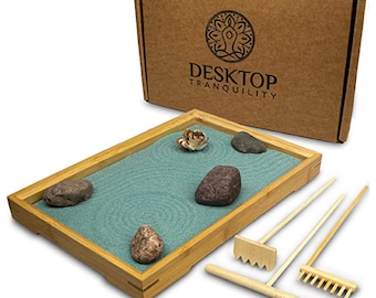 Mini Bamboo Japanese Desktop Zen Garden Kit - Zen Desk Decor