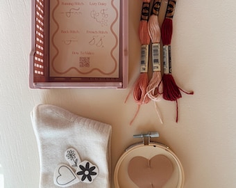 Embroidery Sock DIY Kit: Valentine's Day Stick and Stitch Craft