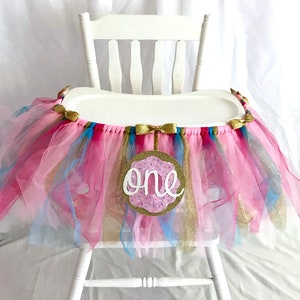 Bannière pour chaise haute Donut Grow Up, tutu pour chaise haute sur le thème Donut, jupe pour chaise haute