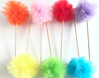 Tulle Pom Pom Wand – Princess Party Favor, Flower Girl Bouquet