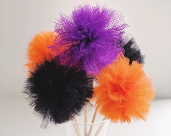 Tulle Halloween Pom Pom Wands - Witchcraft Party Decor
