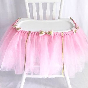 Tutu de chaise haute licorne rose et or-bannière de chaise haute premier anniversaire-tutu gâteau smash-jupe de chaise haute-décor 1er anniversaire de filles
