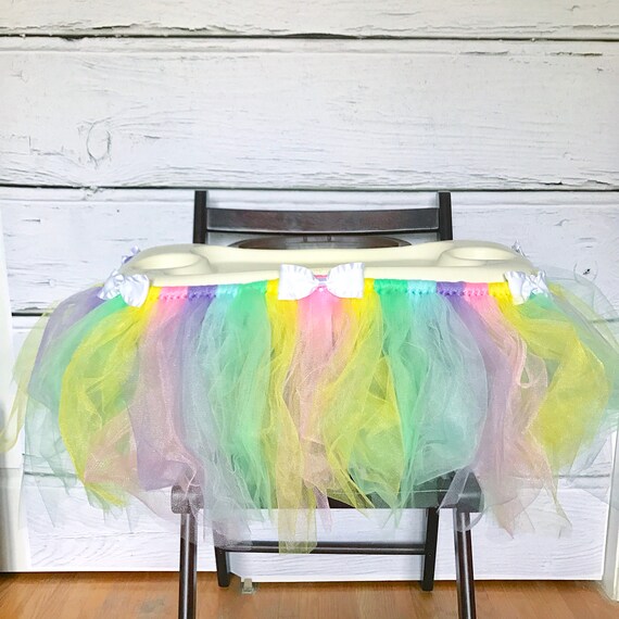 Rainbow High chair Tutu - Rainbow birthday Party Decorations - highchair banner - Il_570xn