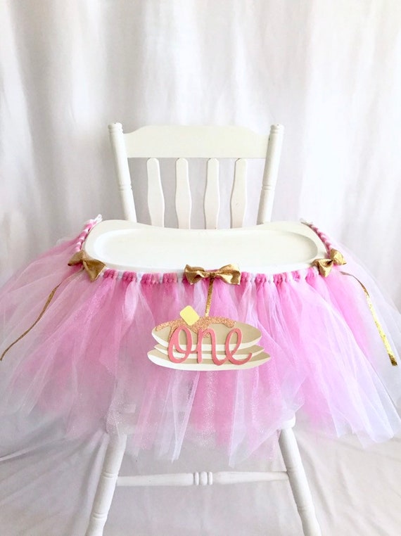 Pink High Chair Tutu - Pajamas and Pancakes - Highchair Banner - First Birthday Tutu Il_570xn
